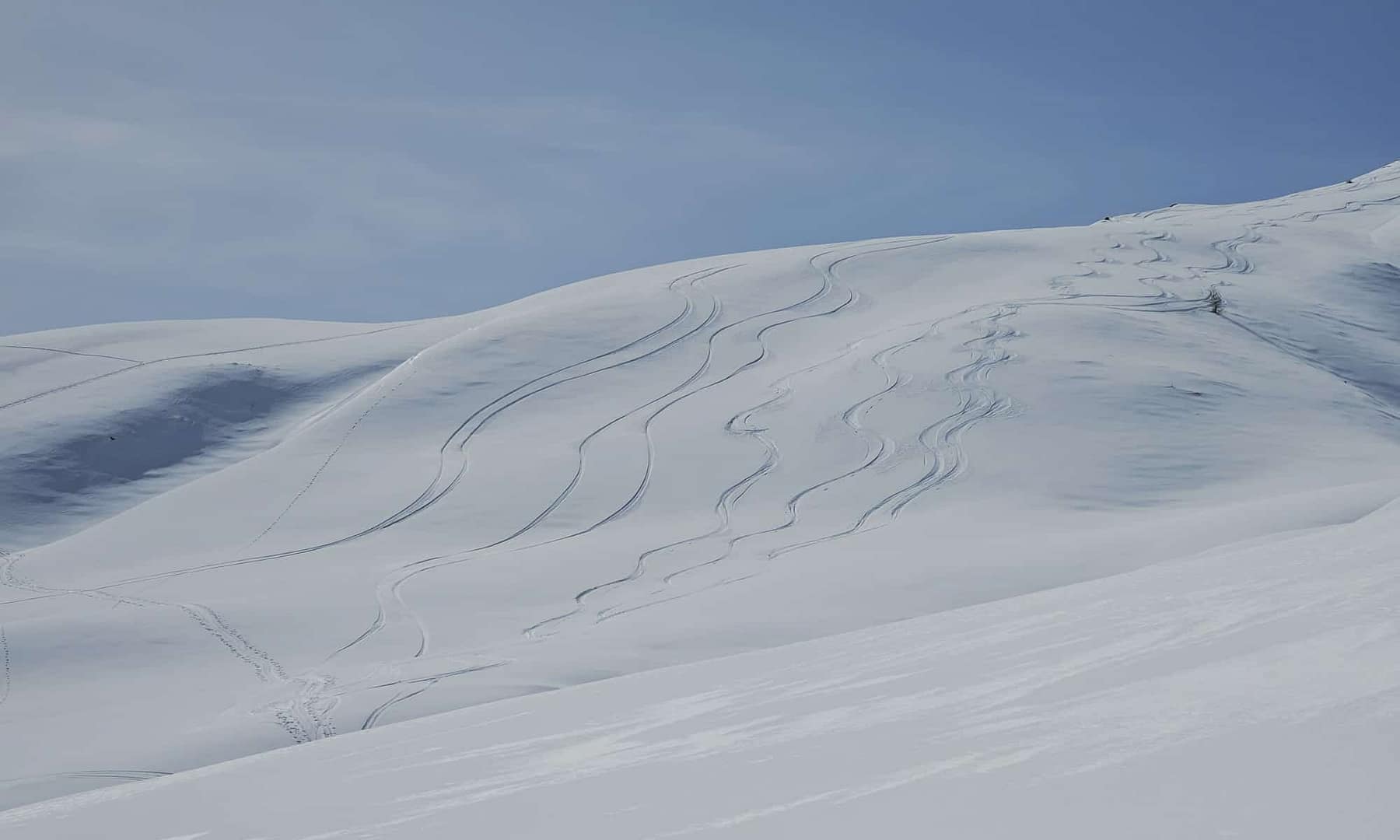 Abfahrtsspuren vom Gipfel Pfeiler
