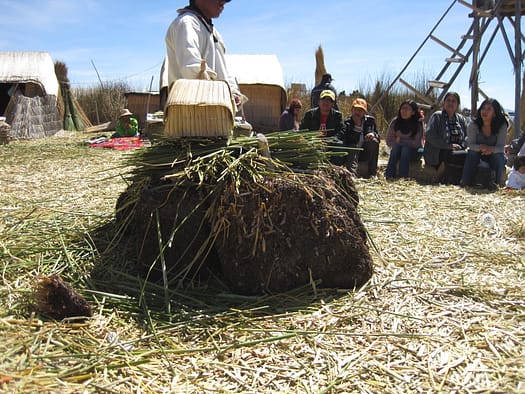 Uros Floating Islands auf dem Titicacasee Titicacasee