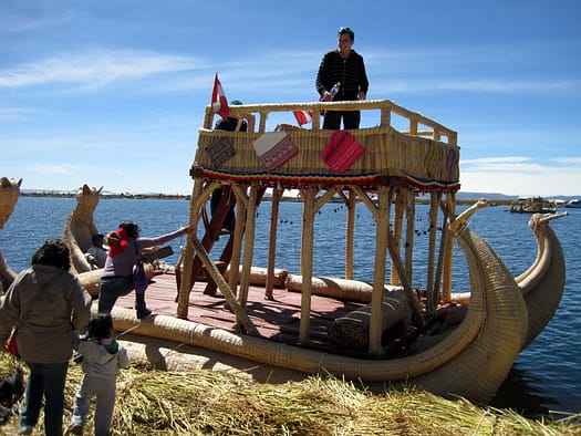 Uros Floating Islands auf dem Titicacasee Titicacasee