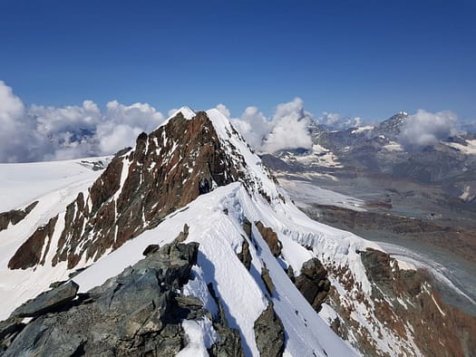 Westlicher Breithornzwilling 4.139 m, östlicher Breithornzwilling 4.106 m (Hochtour) Breithorn halbe Traverse ost west Hochtour 9