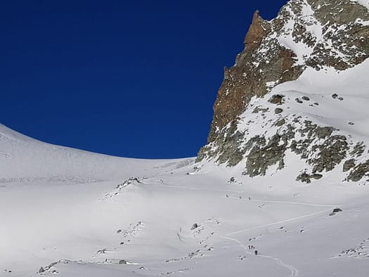 Rimpfischhorn 4.199 m (Skihochtour) Versuch Rimpfischhorn Skihochtouren Versuch 2