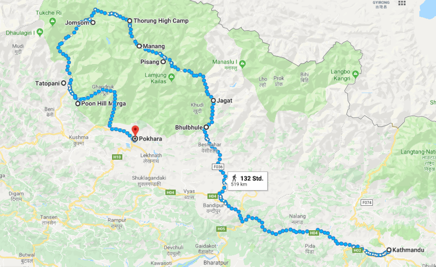 Annapurna Circuit Trek Map