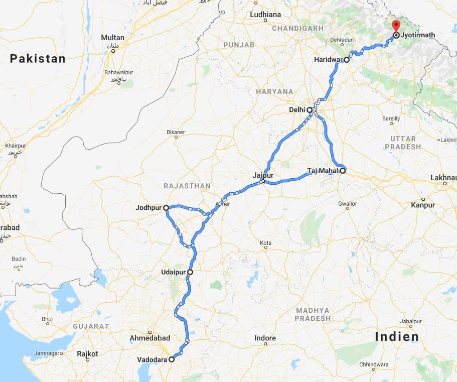 Reiseroute Indien Rajasthan