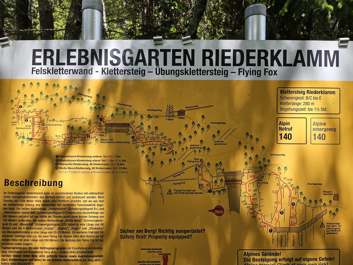 Riederklamm (Klettersteig) Topo Riederklamm Klettersteig